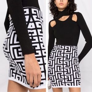 Balmain Monogram Body-Con Miniskirt